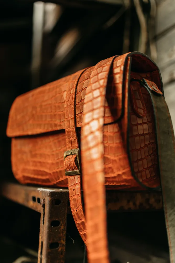Krokodil-Reliëf Lederen Messenger Tas